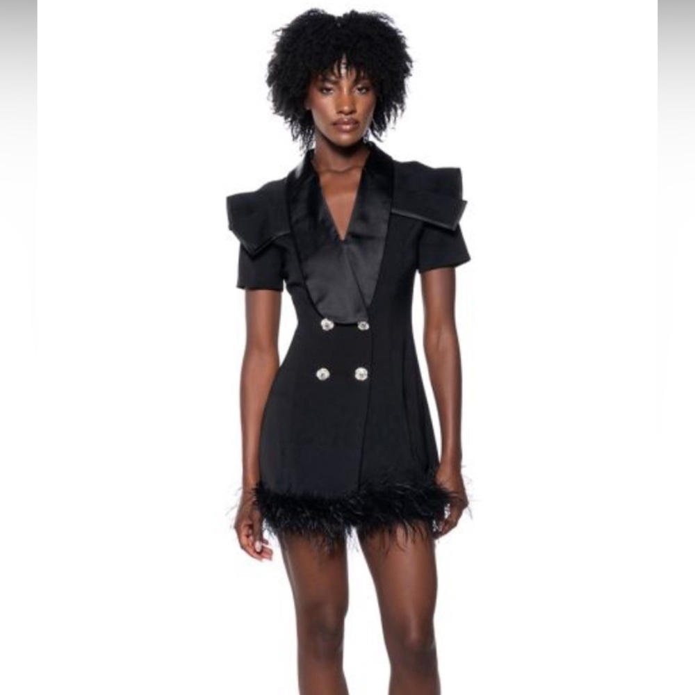 Feather trim dress